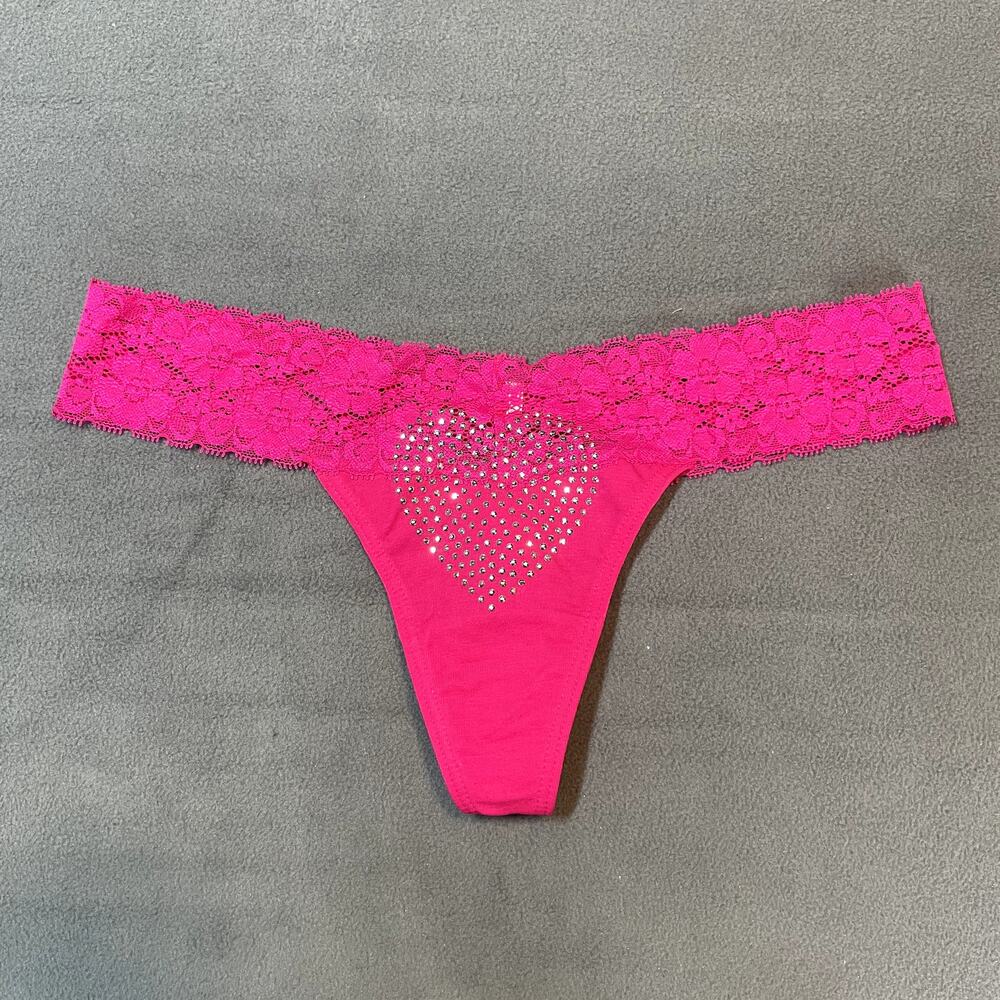 Victoria's Secret PINK 2012 Extra Low Rise Thong Panty Sparkle Lace Silver
